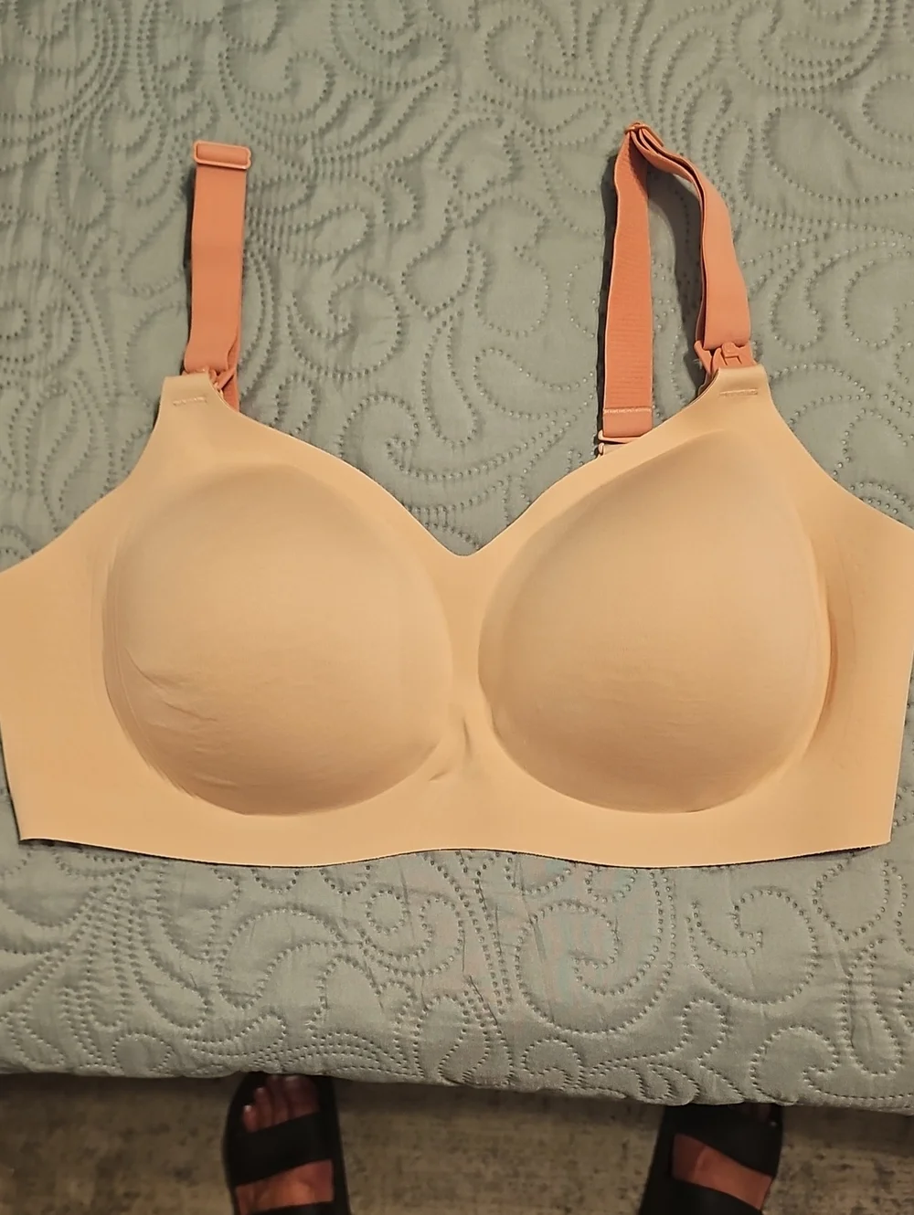 MomCozy Maternity/Nursing Bra in Peach with Adjustable Straps